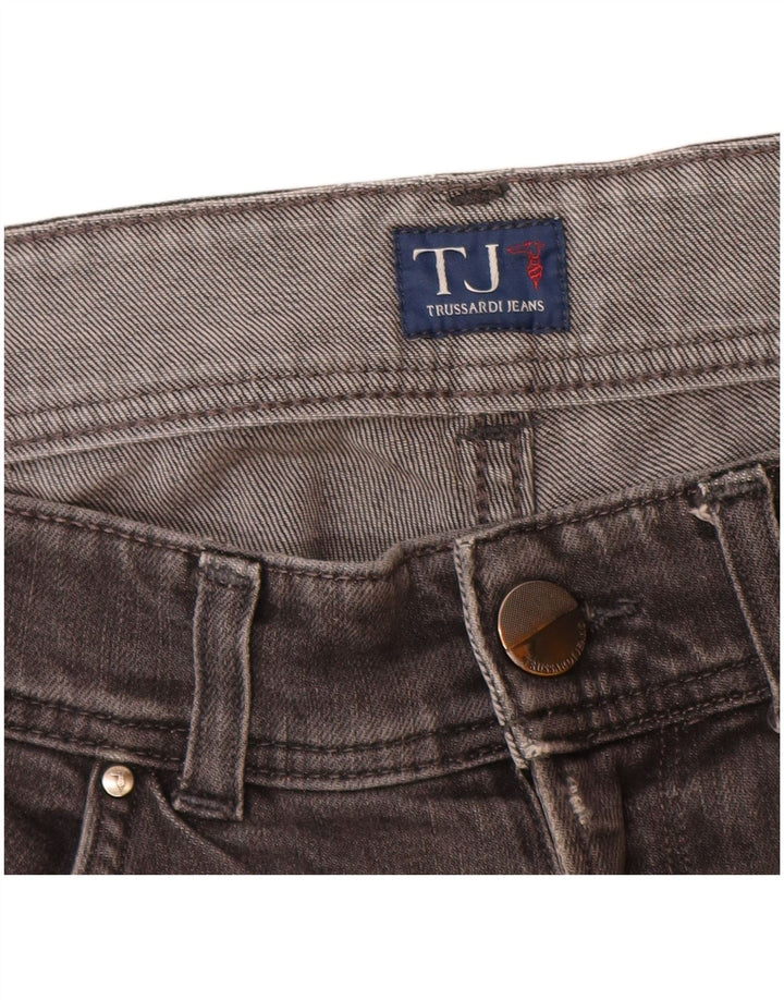 Trussardi Mens Slim Jeans W35 L32 Cinza Algodão