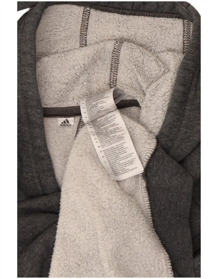 Adidas Mens Hoodie Jumper Pequeno Algodão Cinza
