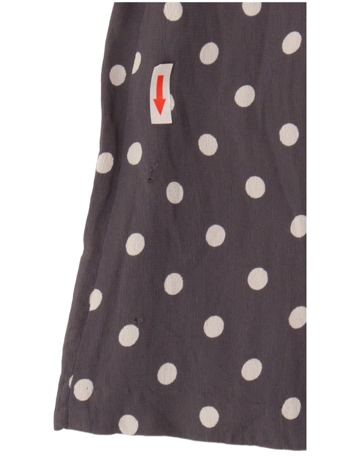 Vestido de chá feminino Monsoon Reino Unido 12 viscose de bolinhas cinza médio