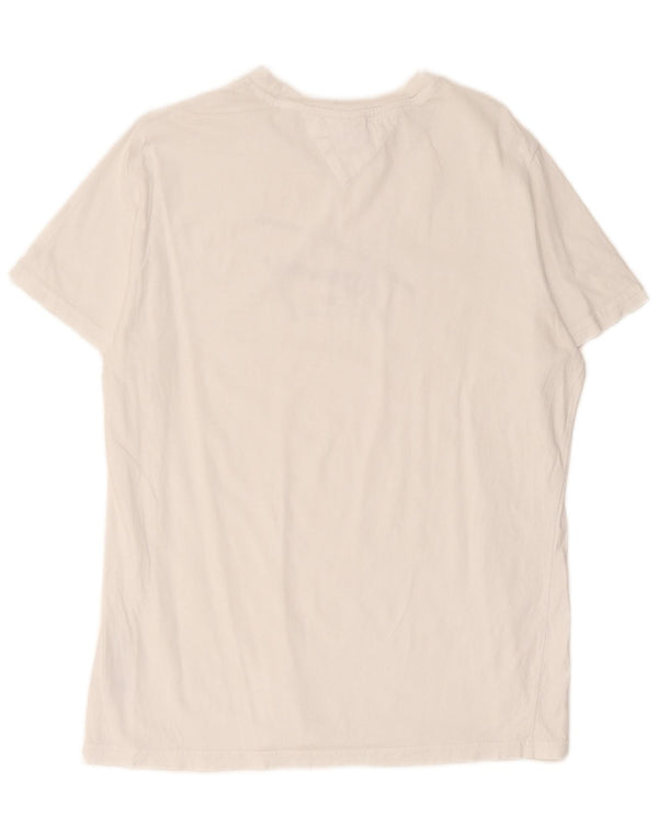 Camiseta masculina Tommy Hilfiger Regular Fit com estampa gráfica grande de algodão branco
