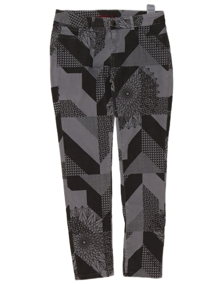 Calça casual slim feminina Desigual W32 L29 cinza patchwork algodão