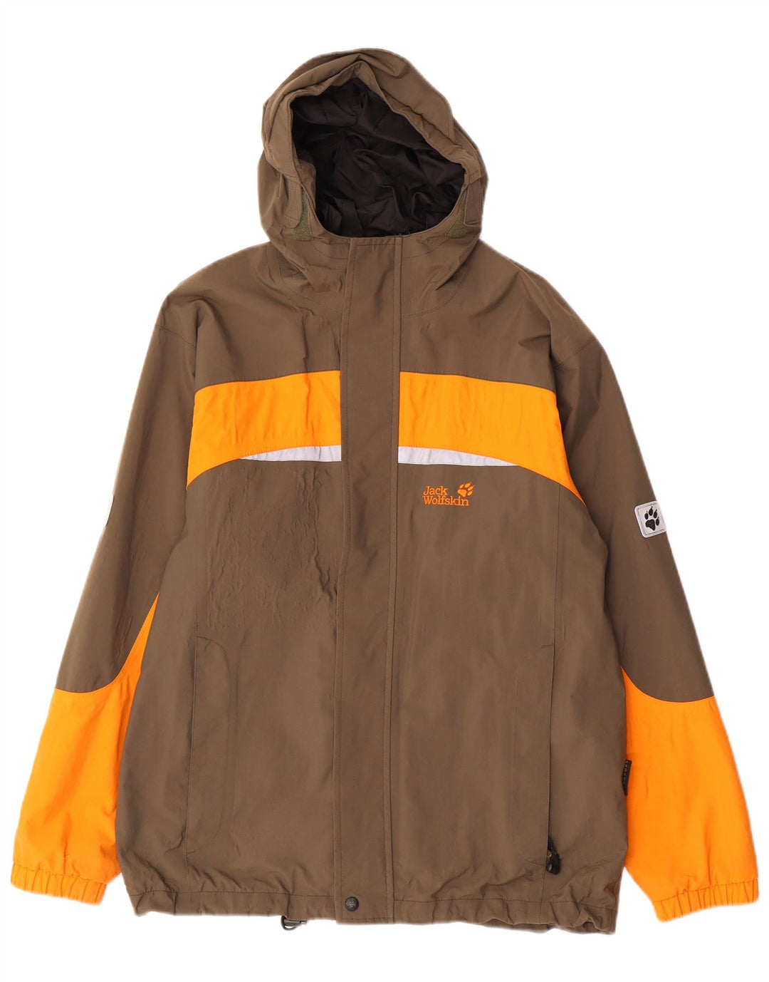 Jaqueta de chuva com capuz para meninos Jack Wolfskin 13-14 anos marrom colorblock