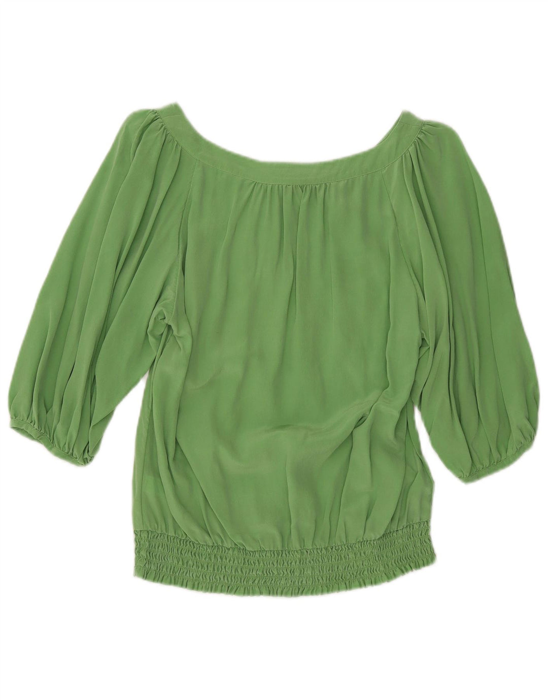 Blusa feminina Monsoon manga 3/4 Reino Unido 12 seda verde médio