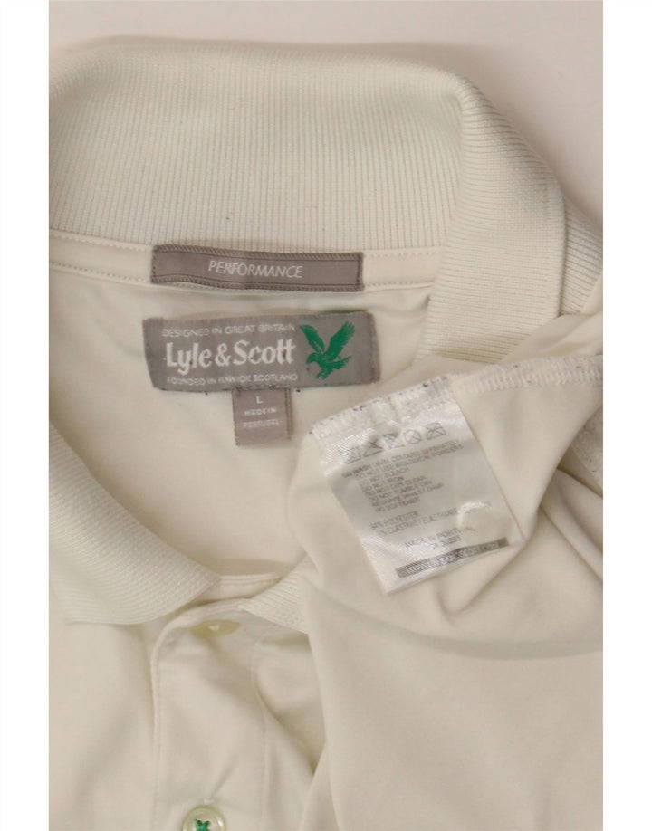 Camisa pólo masculina Lyle & Scott grande poliéster branco