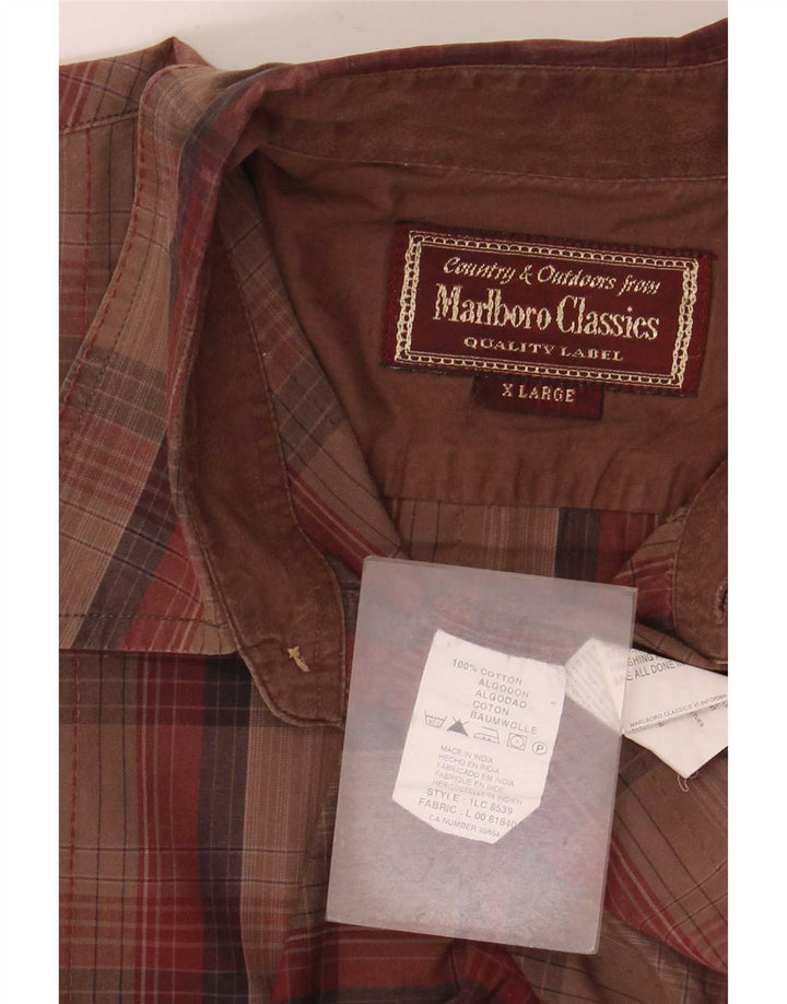 Camisa masculina Marlboro Classics XL marrom xadrez algodão