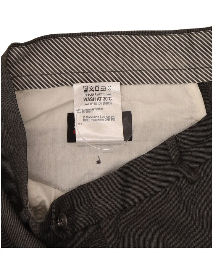 Calça masculina de terno reto Marks & Spencer W34 L33 cinza poliéster