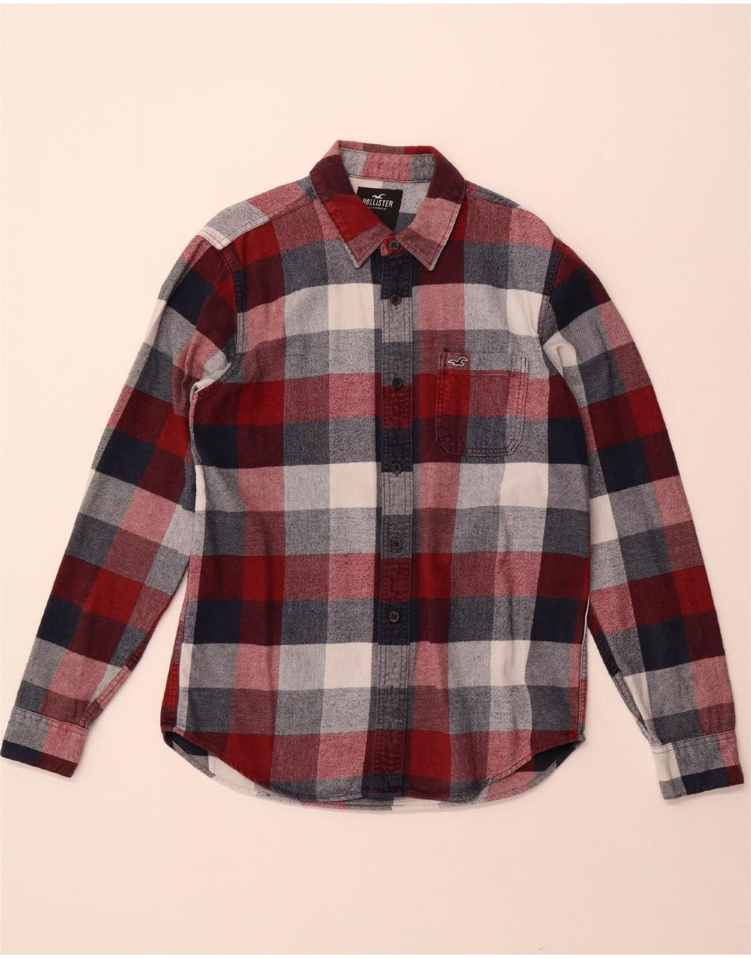 Camisa masculina de flanela HOLLISTER média xadrez cor de vinho