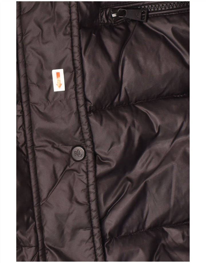 Casaco acolchoado com capuz feminino POLO RALPH LAUREN Reino Unido 6 XS preto nylon inverno
