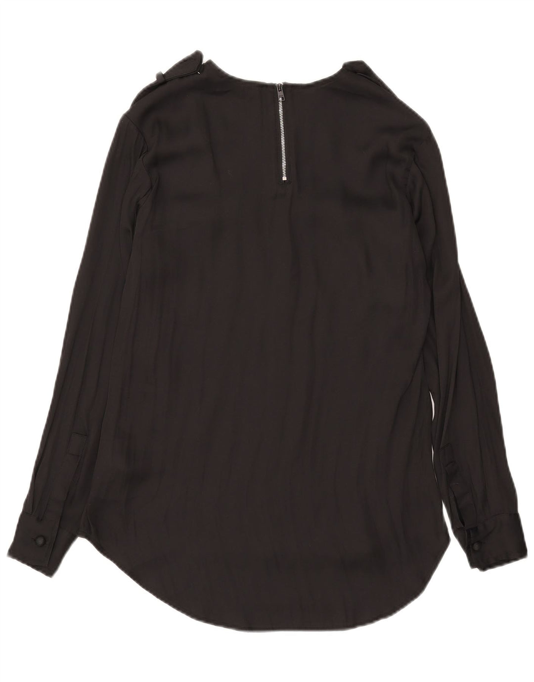 Replay blusa feminina oversized manga comprida top UK 2 2XS poliéster preto