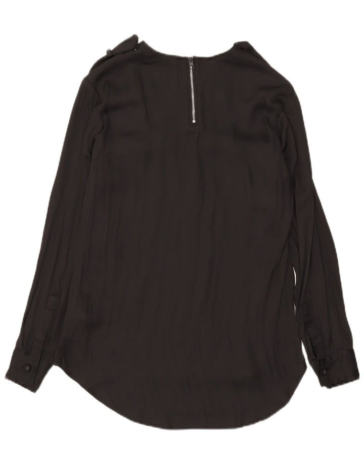 Replay blusa feminina oversized manga comprida top UK 2 2XS poliéster preto