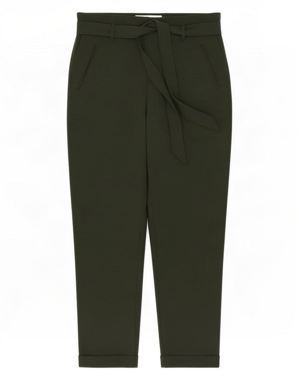 Calça feminina Zara Trafaluc cintura alta cortada pequena W26 L25 verde