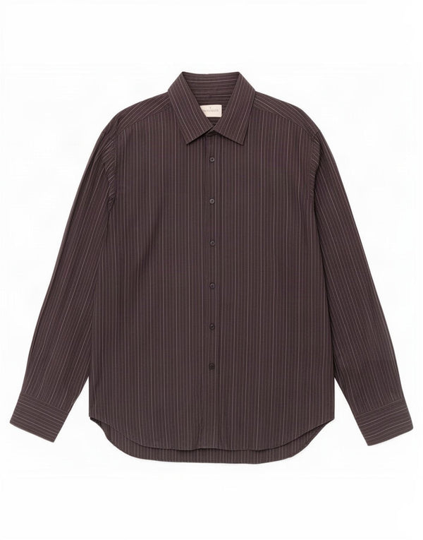 Camisa masculina Trussardi tamanho 42 16 1/2 grande algodão listrado preto
