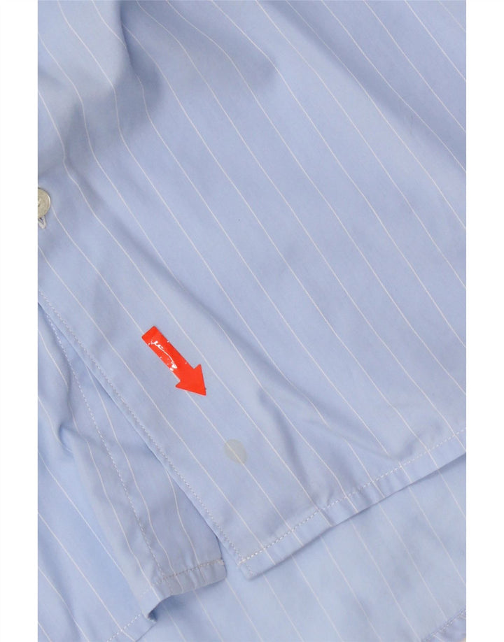 Camisa masculina Lacoste tamanho 42 grande algodão listrado azul