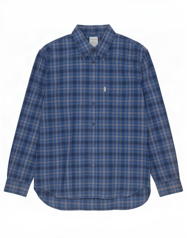 Belfe & Camisa masculina tamanho 42 grande algodão xadrez azul