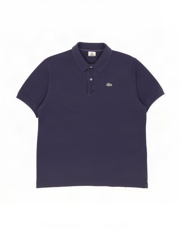 Camisa polo masculina Lacoste tamanho 6 XL azul marinho algodão