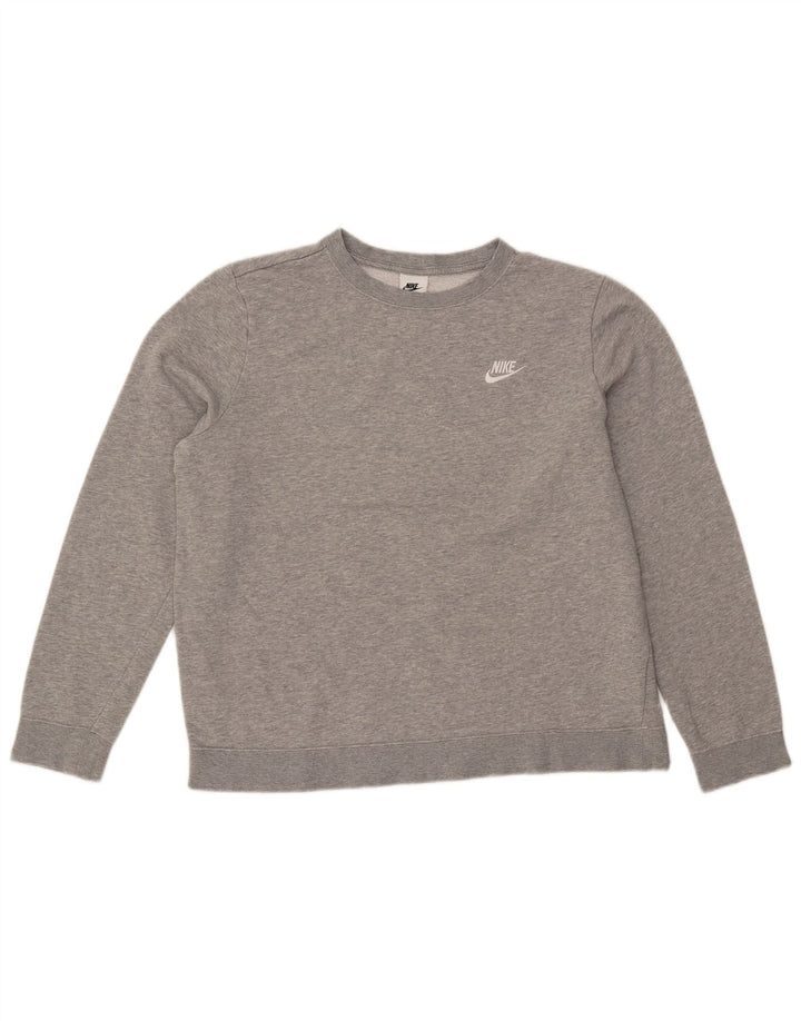 NIKE feminino oversized moletom jumper UK 16 grande cinza manchado algodão