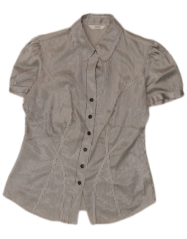 Blusa feminina Marks & Spencer Reino Unido 10 risca de giz pequena bege
