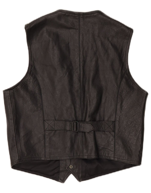 Colete de couro masculino vintage XS couro preto