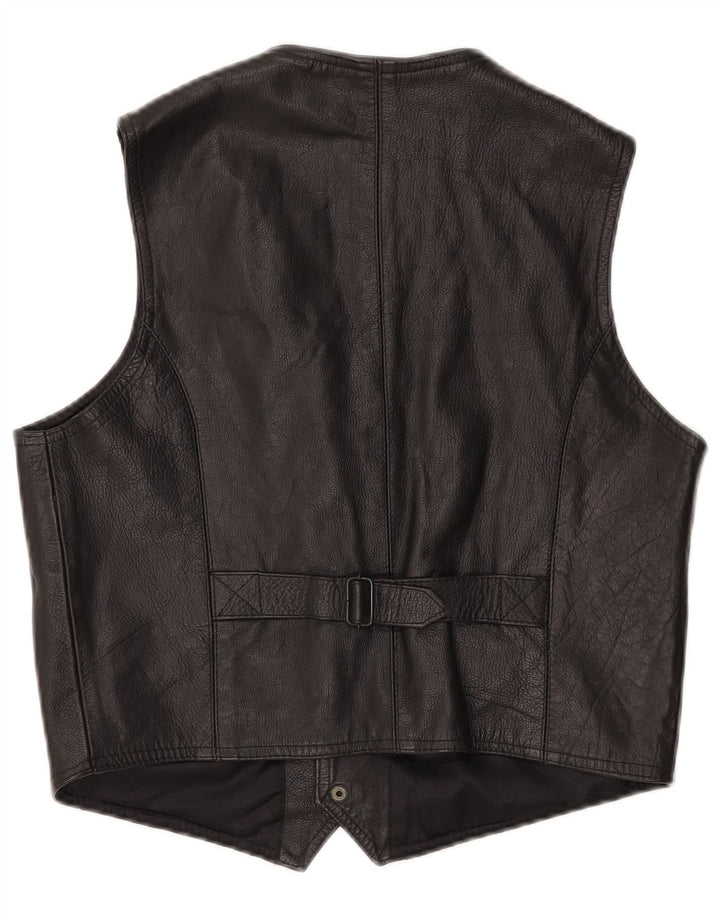 Colete de couro masculino vintage XS couro preto