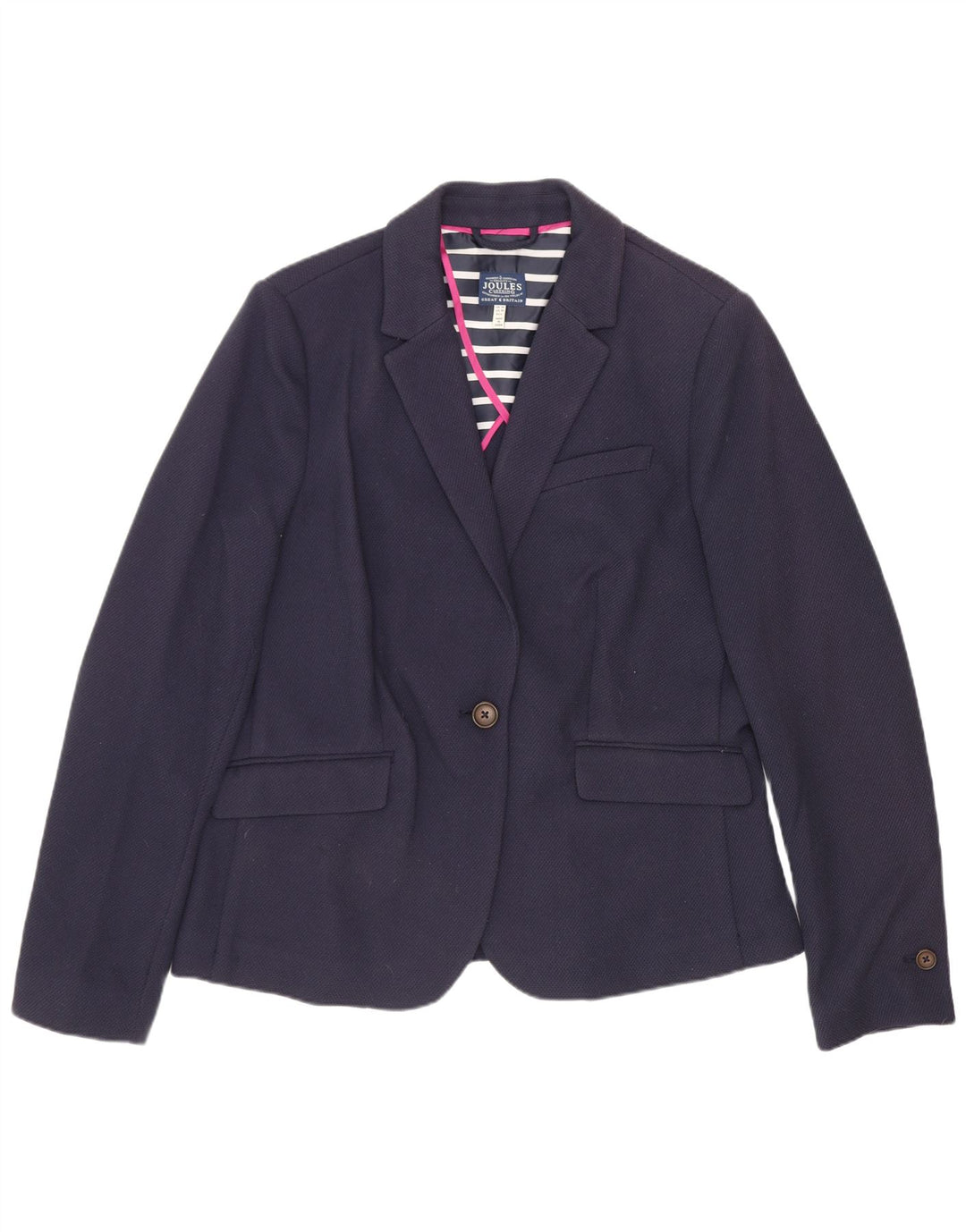 Jaqueta blazer feminina Joules com 1 botão Reino Unido 14 poliéster azul marinho médio
