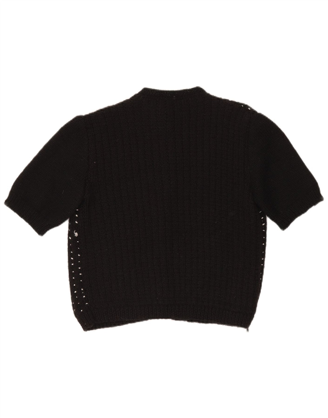 Suéter cardigã feminino VINTAGE Reino Unido 14 grande preto manchado