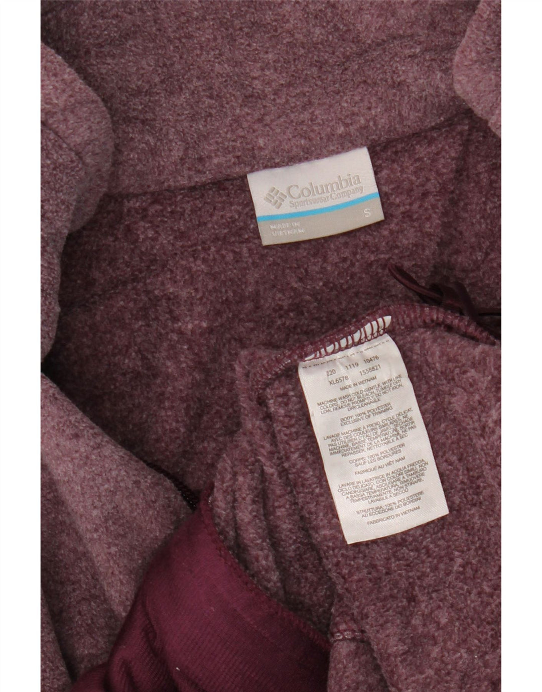 Jaqueta de lã feminina COLUMBIA UK 10 poliéster manchado roxo pequeno