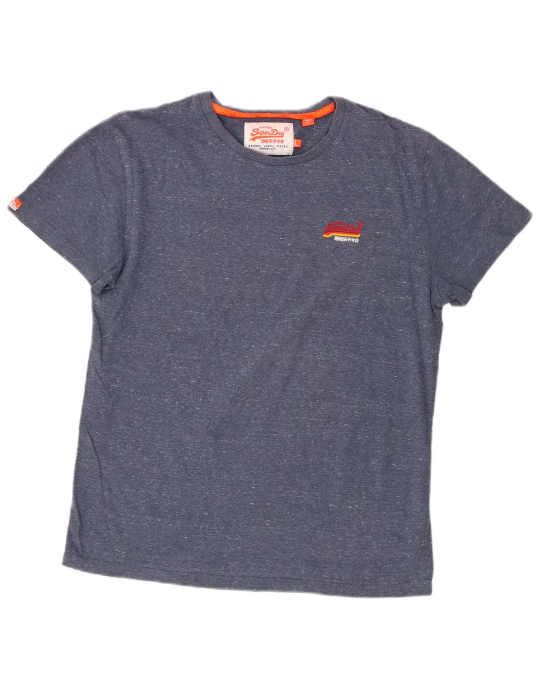 Camiseta masculina Superdry Top grande algodão manchado azul