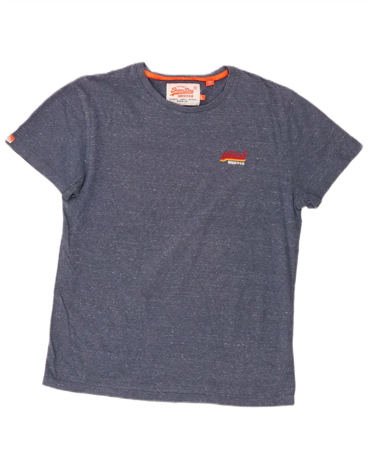 Camiseta masculina Superdry Top grande algodão manchado azul
