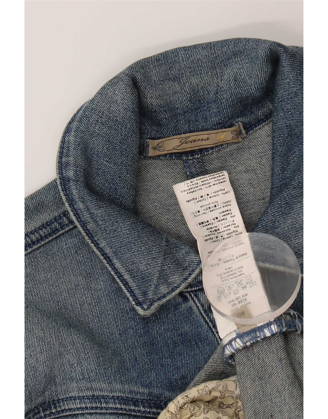 Jaqueta jeans feminina vintage IT 40 algodão azul pequeno