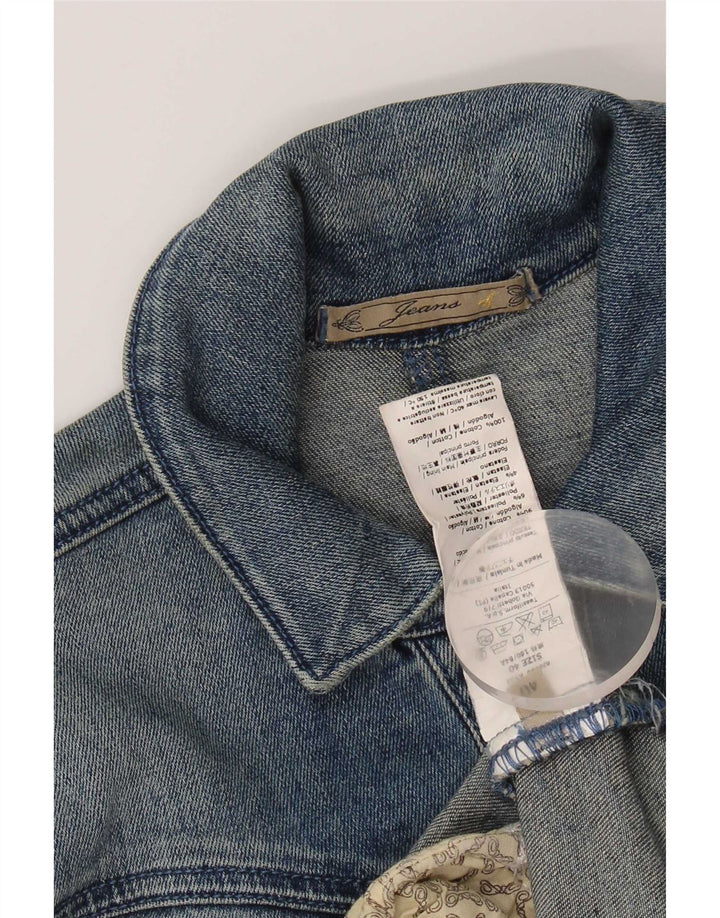 Jaqueta jeans feminina vintage IT 40 algodão azul pequeno