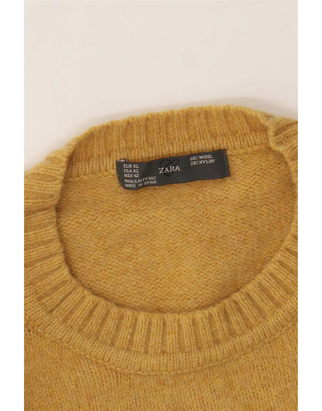 Zara Suéter masculino com gola redonda XL lã amarela