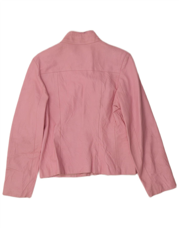 Jaqueta de couro feminina Raffaello UK 12 rosa médio