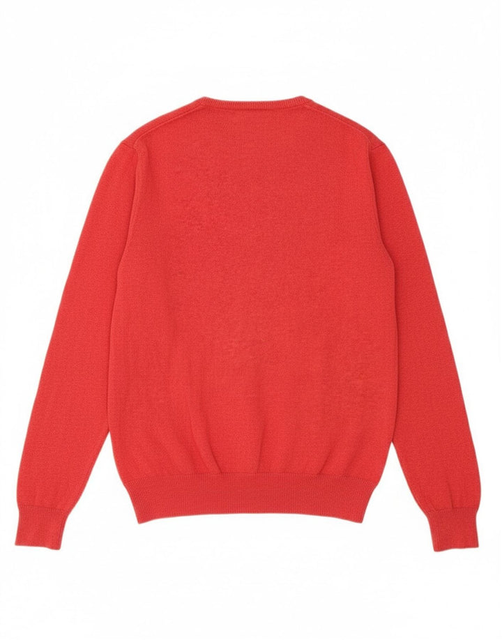 Suéter masculino J. CREW com decote em V, algodão vermelho médio