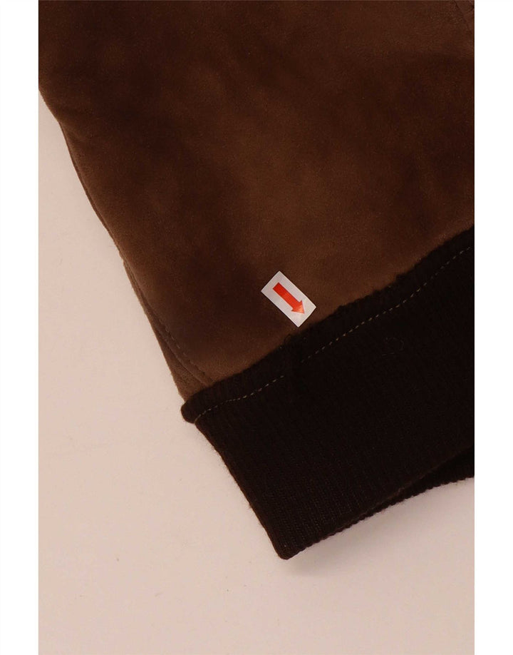 Jaqueta masculina vintage Shearling IT 52 XL marrom colorblock