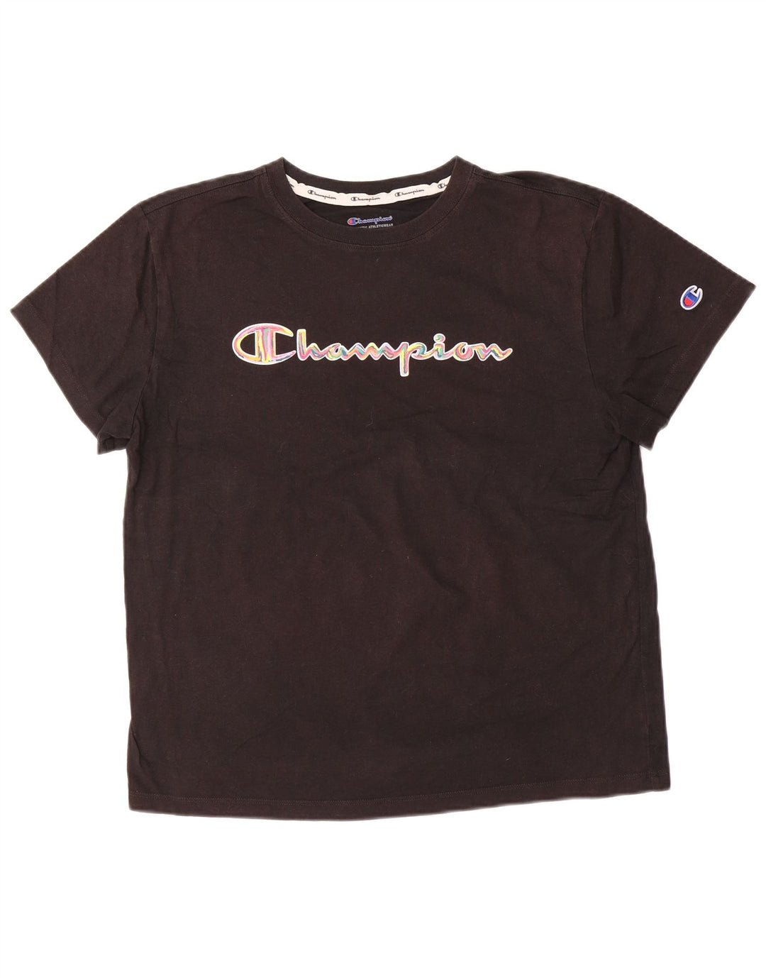 Camiseta feminina com estampa CHAMPION UK 16 grande algodão preto