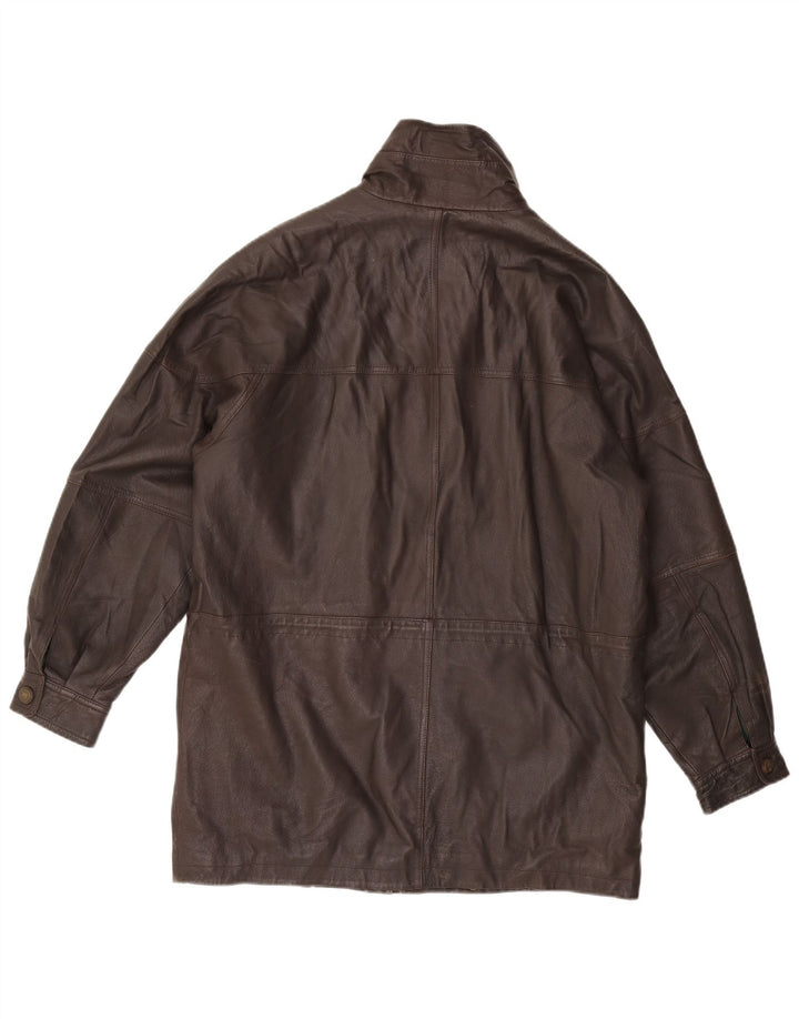 VINTAGE Mens Leather Jacket IT 46 Small Brown