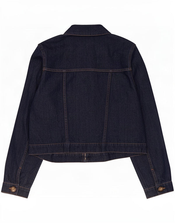 Phase Eight Womens Crop Denim Jacket UK 14 Large Navy Blue Cotton
