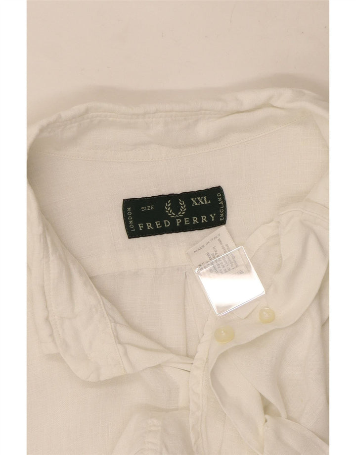 Camisa masculina Fred Perry 2XL linho branco