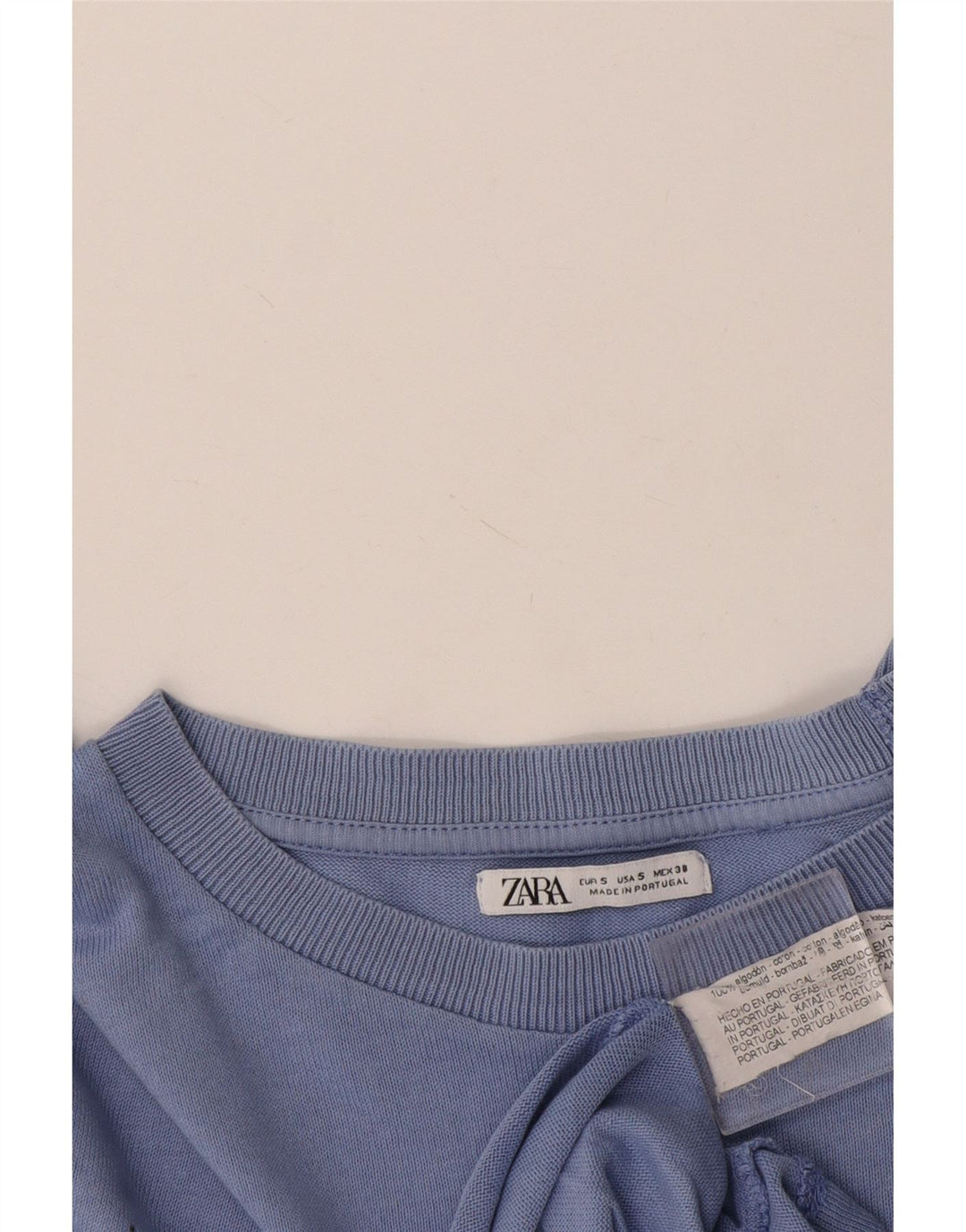 Camiseta masculina Zara Top pequeno algodão azul