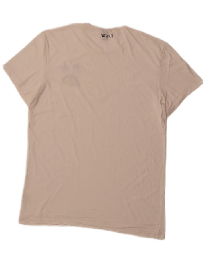 JUST CAVALLI Camiseta masculina grande de algodão branco