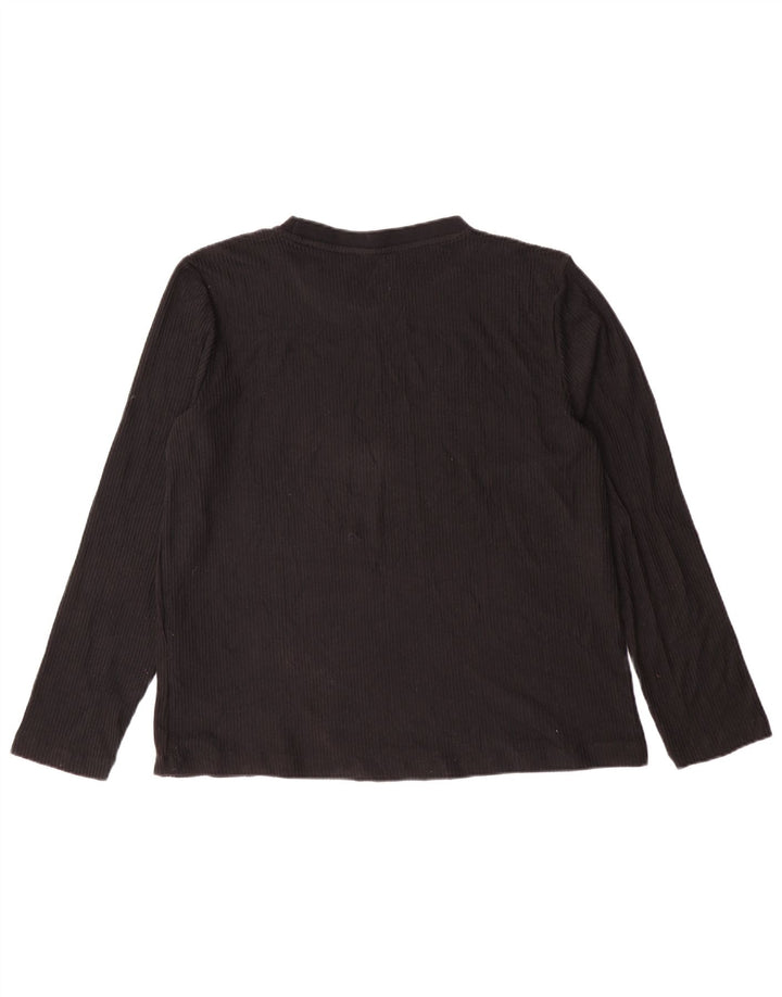 Top feminino Zara manga comprida UK 18 XL preto poliéster