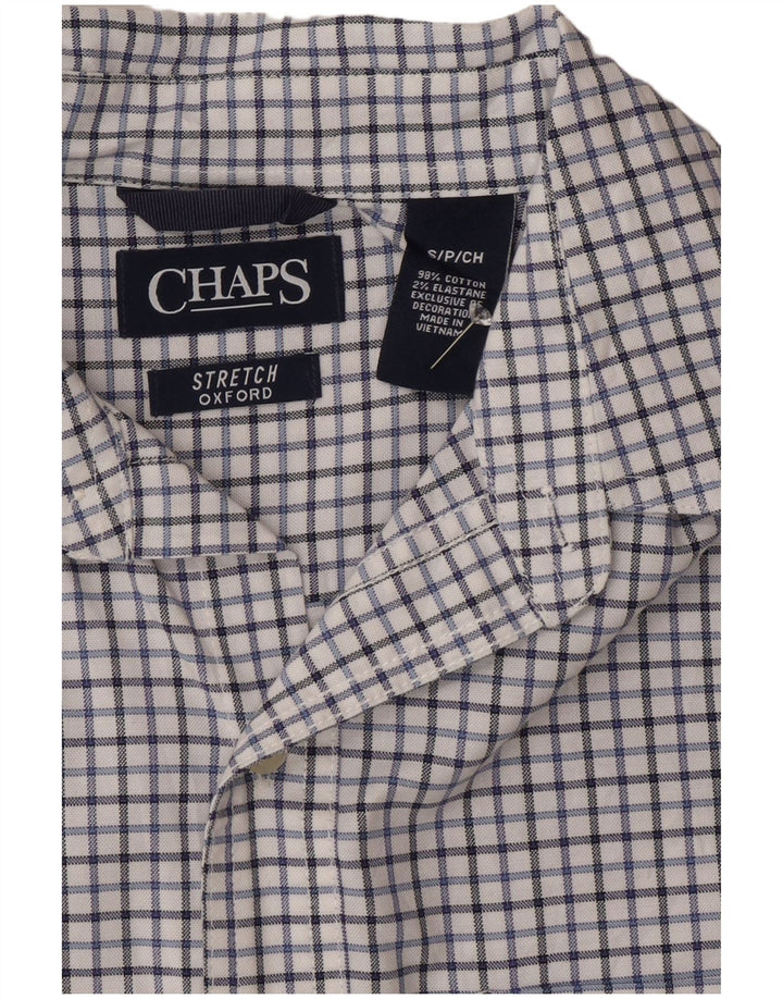 Camisa masculina Oxford Chaps pequena de algodão xadrez branco