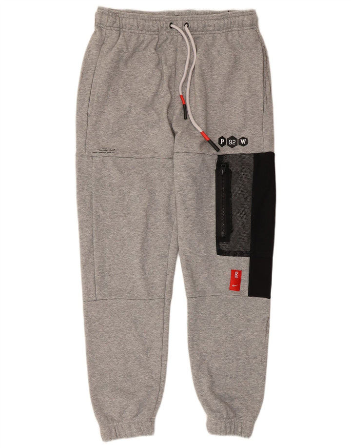 Calça de treino masculina Nike Joggers cinza médio algodão colorblock