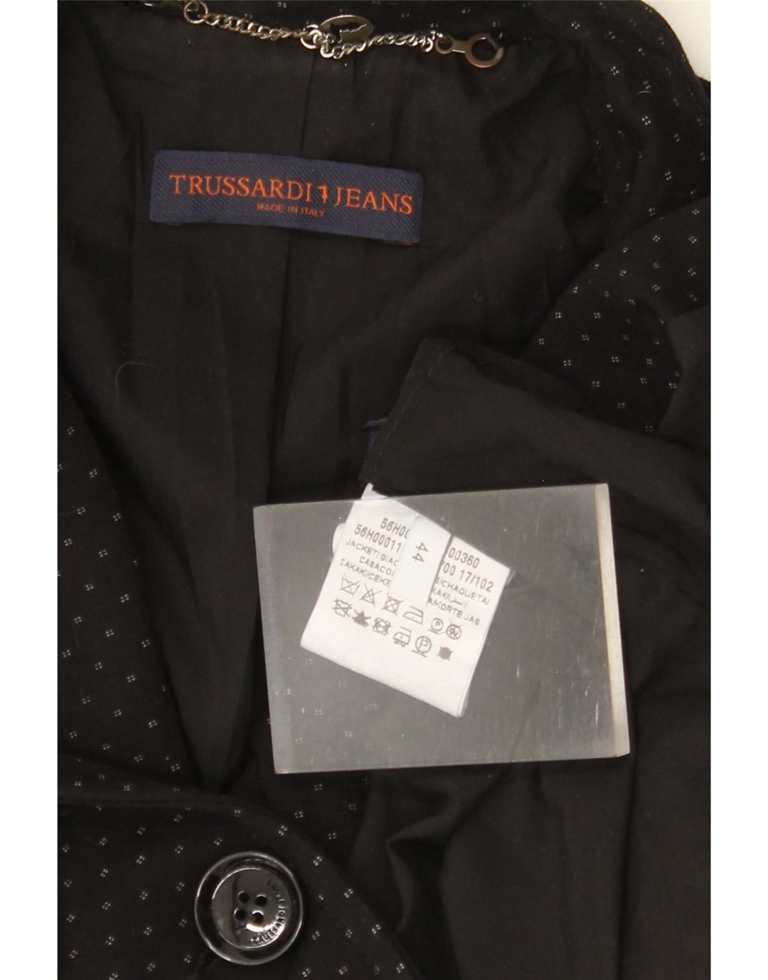 TRUSSARDI JEANS Jaqueta blazer feminina com 1 botão IT 44 médio preto manchado