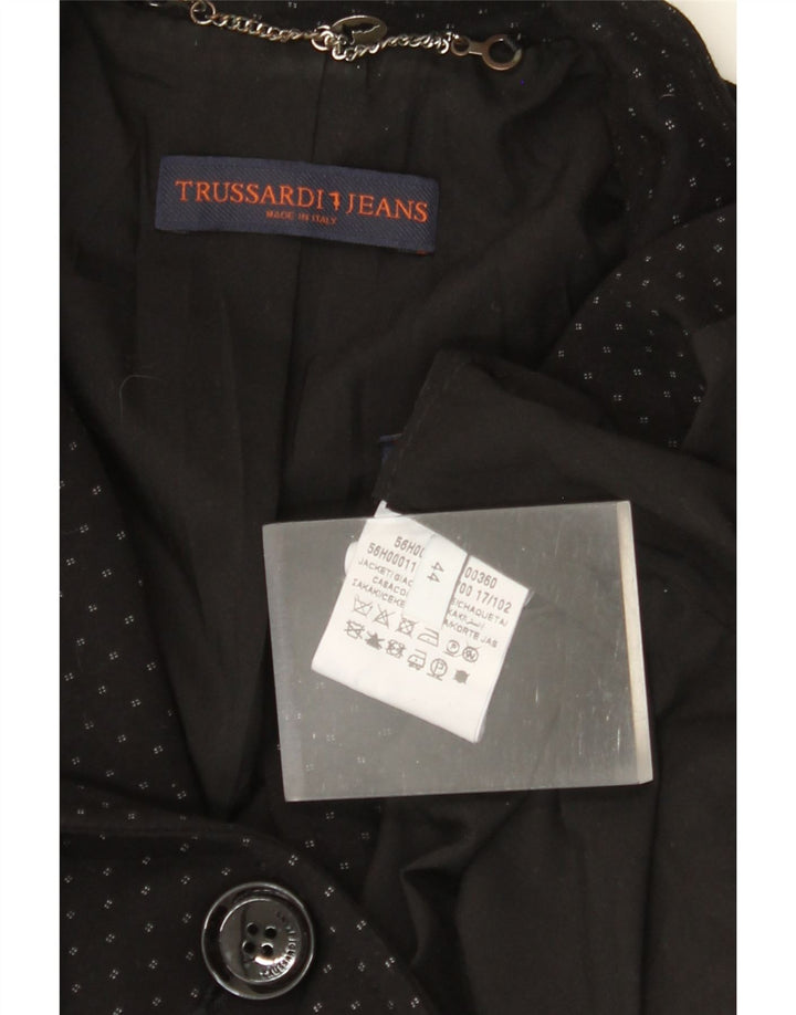 TRUSSARDI JEANS Jaqueta blazer feminina com 1 botão IT 44 médio preto manchado