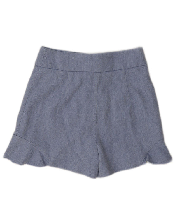 Shorts feminino Zara com perna larga e cintura alta casual XS W24 algodão azul