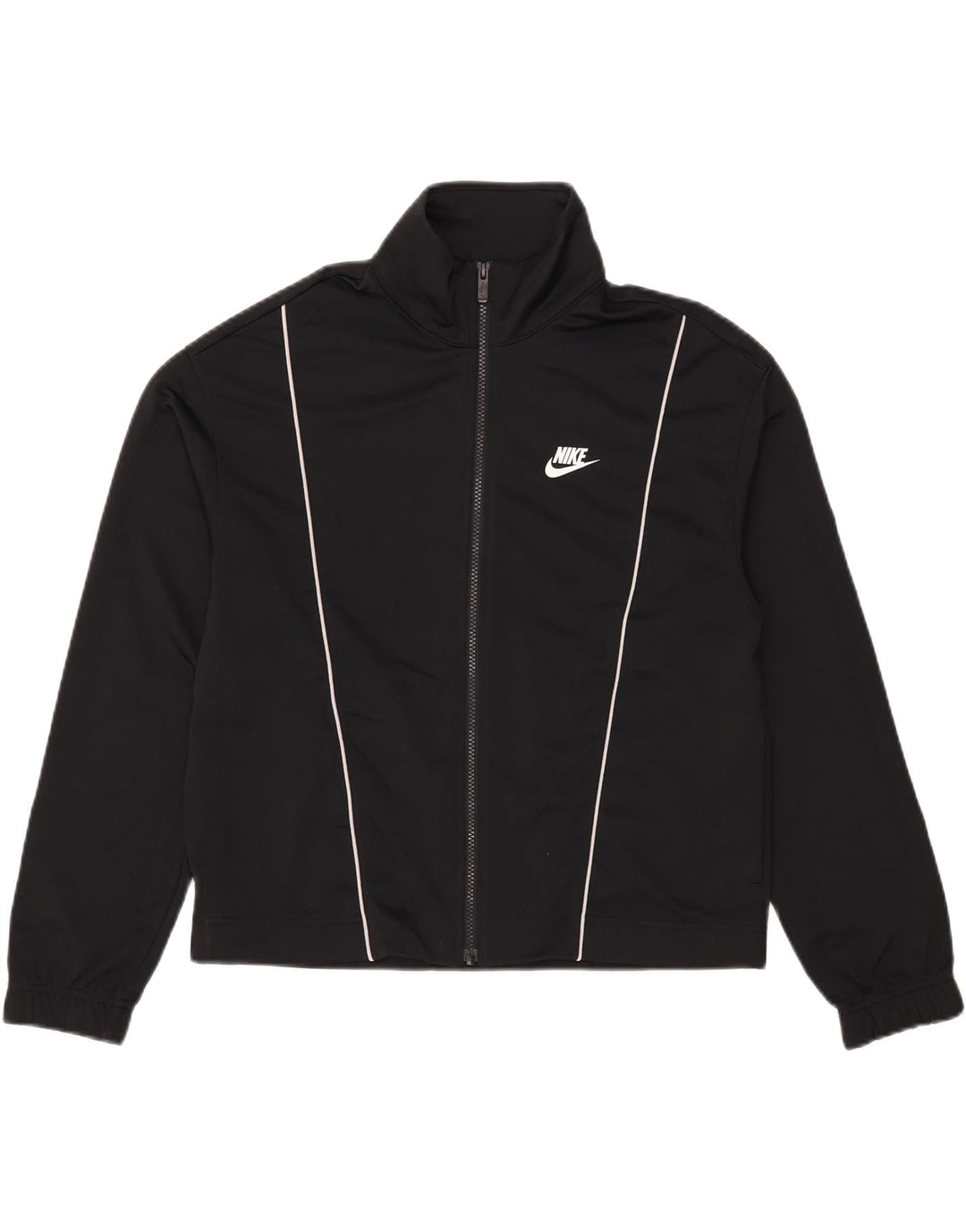 NIKE Womens Tracksuit Top Jacket UK 14 Médio Preto Poliéster