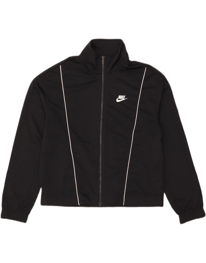 NIKE Womens Tracksuit Top Jacket UK 14 Médio Preto Poliéster