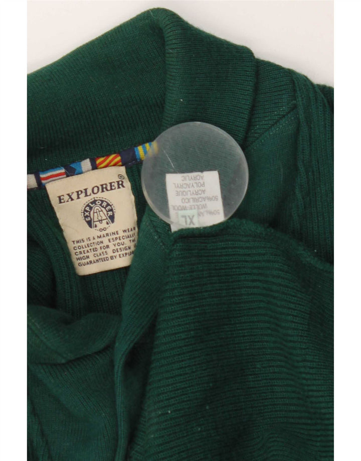 Suéter masculino Explorer com gola xale e lã verde XL