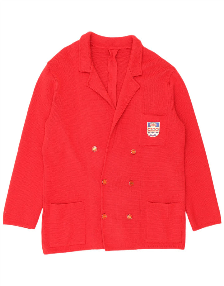 Jaqueta blazer feminina vintage com peito duplo UK 16 grande vermelha